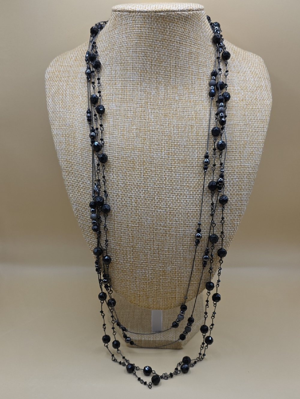 Flapper Style Black Beaded Necklace Bundle